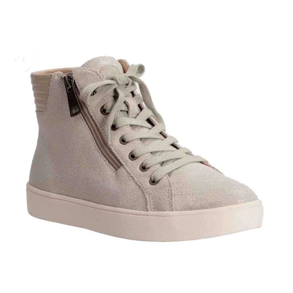 Revitalign Wrigley Hi top Sneaker Oatmeal Shimmer Women's 5B Zipper Lace Up‎